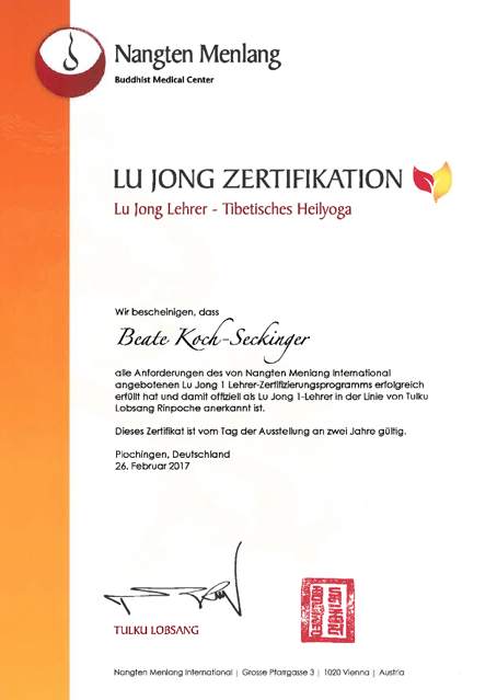 Lu Jong Zertifikation